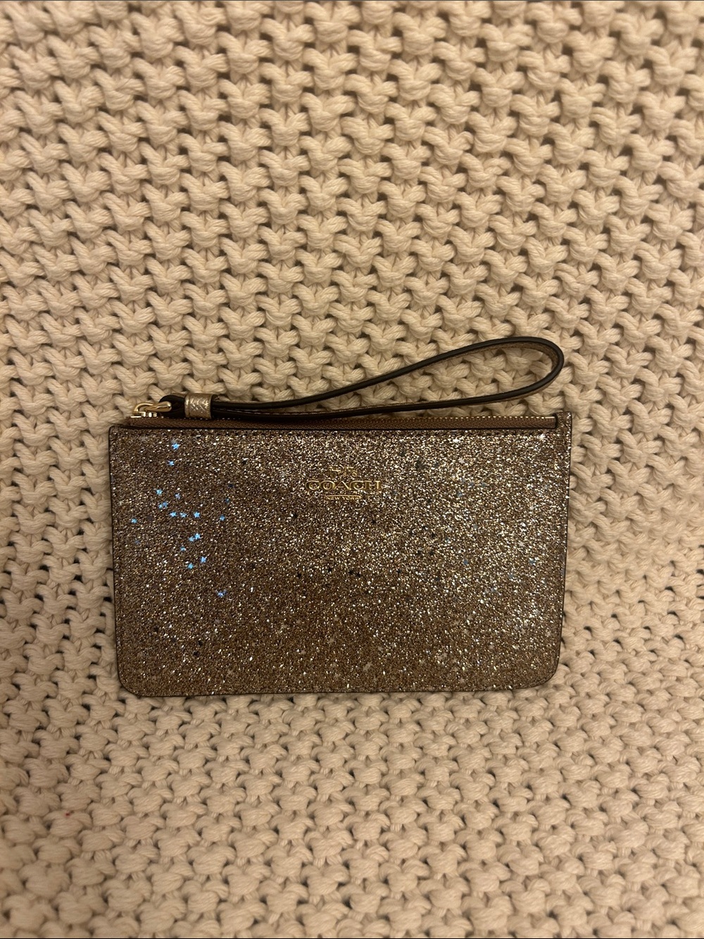 Coach Star Glitter Small Wristlet in Champagne Glitter F33702